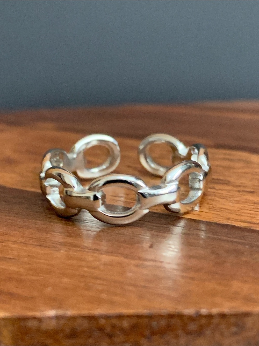 NWT silver tone link ring size 7
